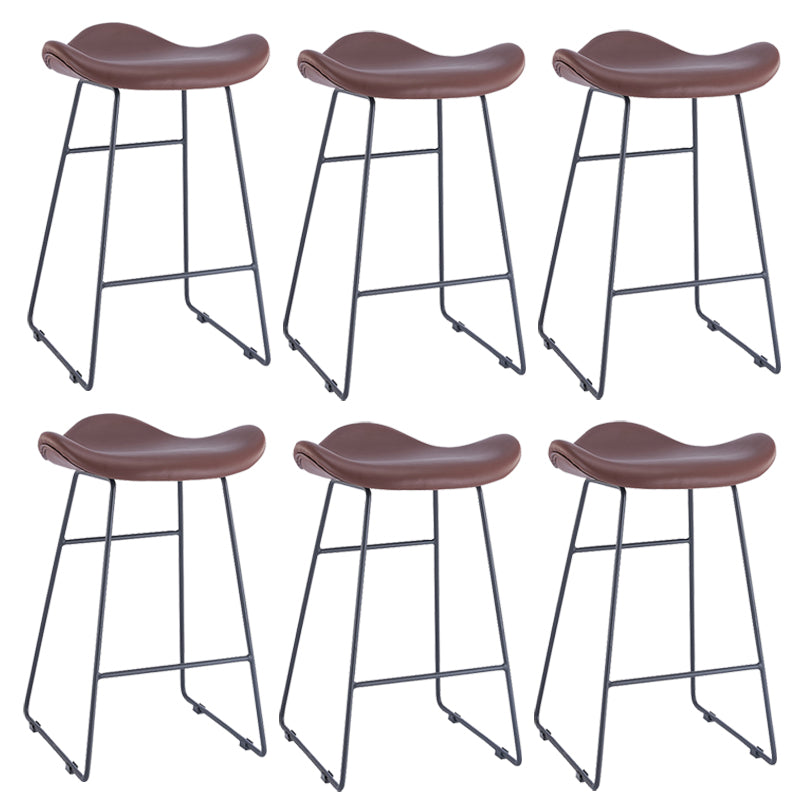 Armless Faux Leather Bar Stool Modern Counter Stool with Metal Counter Stool