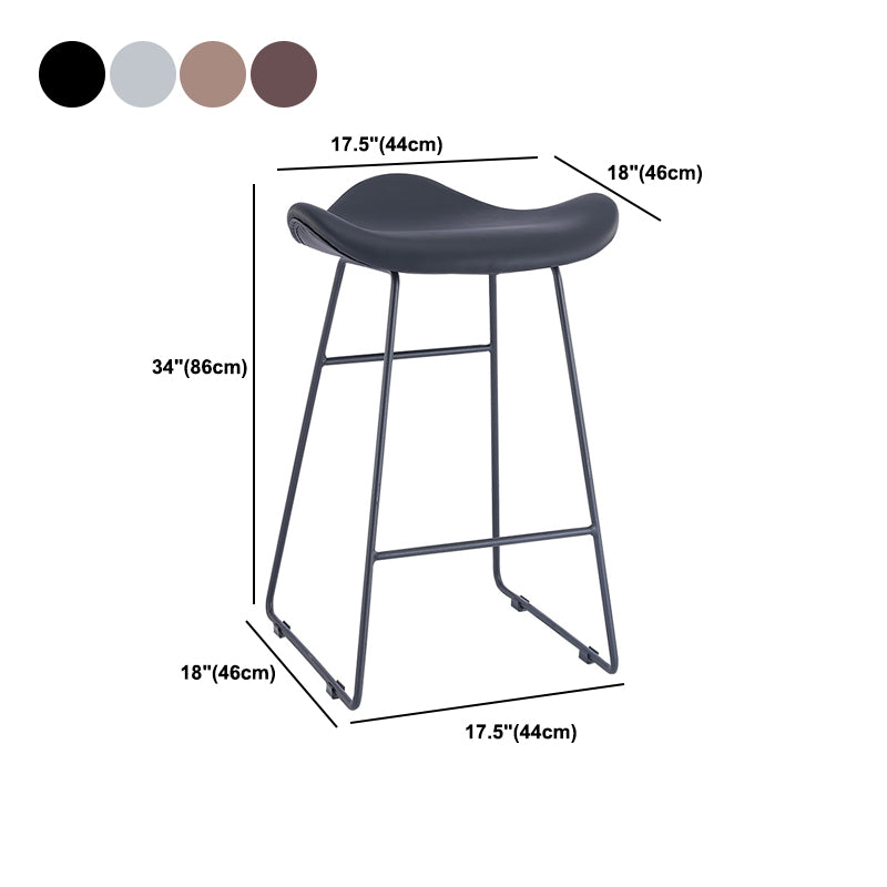 Armless Faux Leather Bar Stool Modern Counter Stool with Metal Counter Stool