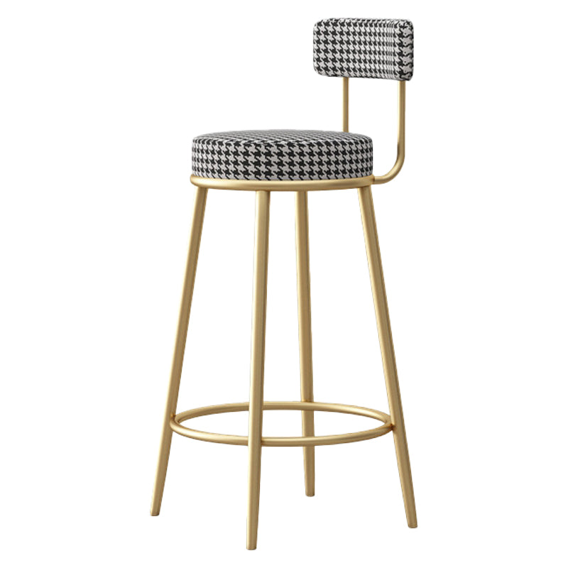 Scandinavian Round Seat Counter Stool Low Back Fabric Bar Stools