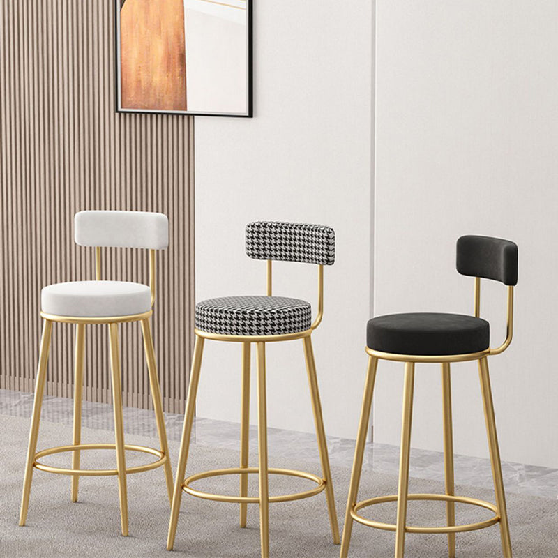 Scandinavian Round Seat Counter Stool Low Back Fabric Bar Stools