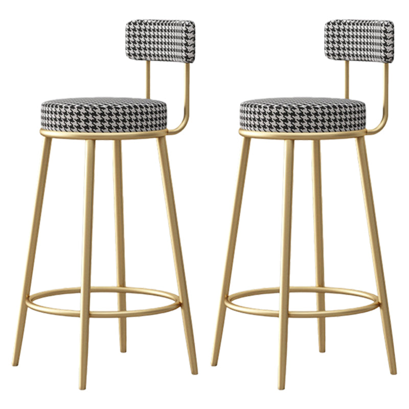 Scandinavian Round Seat Counter Stool Low Back Fabric Bar Stools