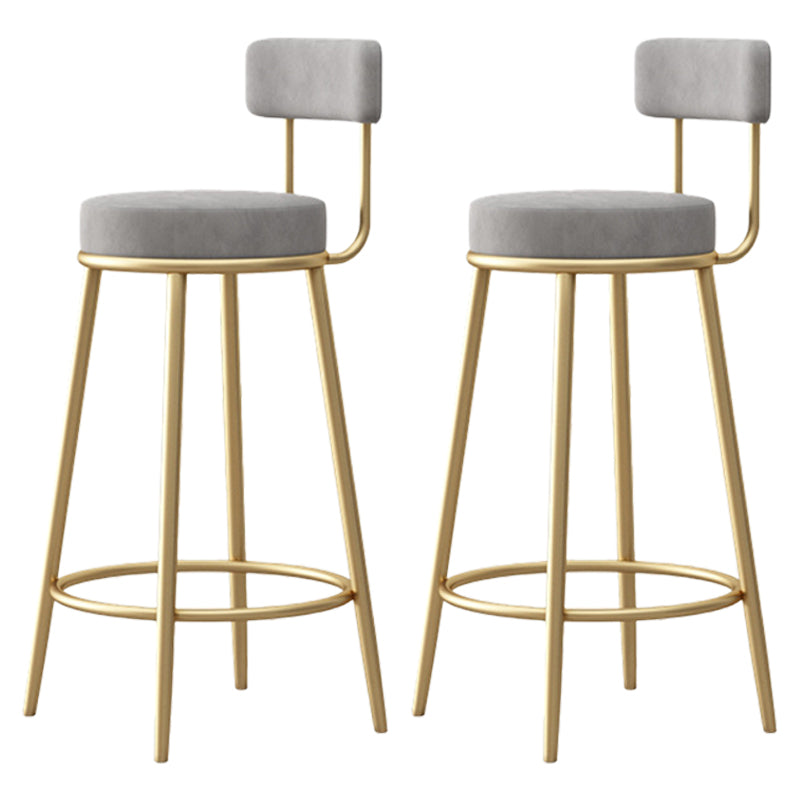 Scandinavian Round Seat Counter Stool Low Back Fabric Bar Stools