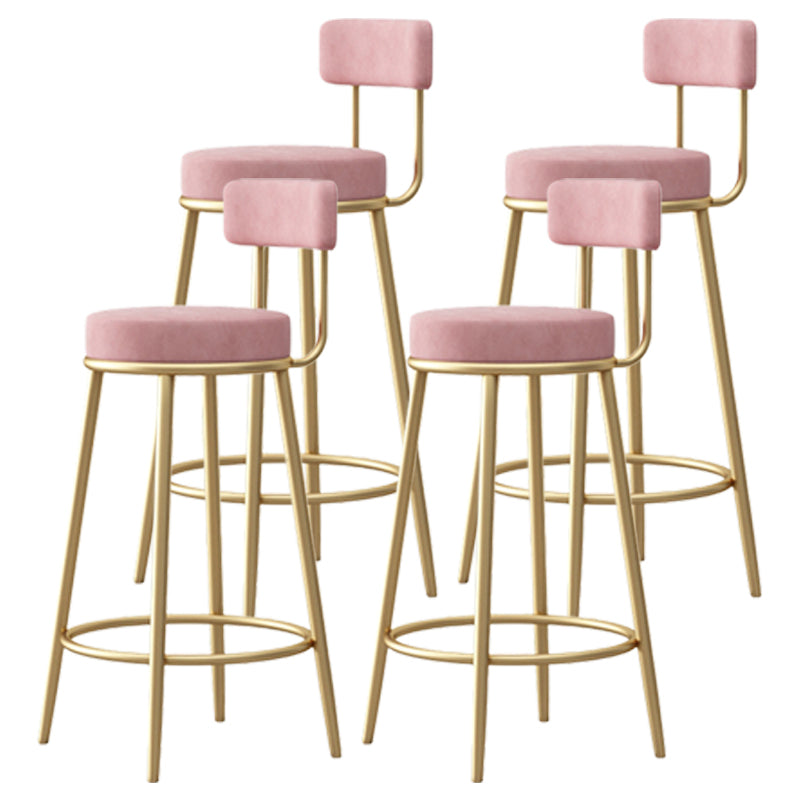 Scandinavian Round Seat Counter Stool Low Back Fabric Bar Stools