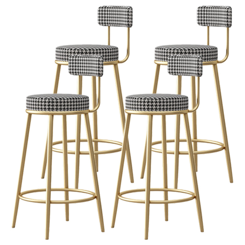 Scandinavian Round Seat Counter Stool Low Back Fabric Bar Stools