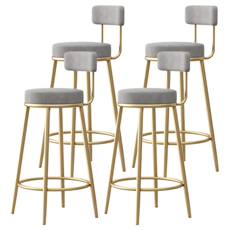 Scandinavian Round Seat Counter Stool Low Back Fabric Bar Stools