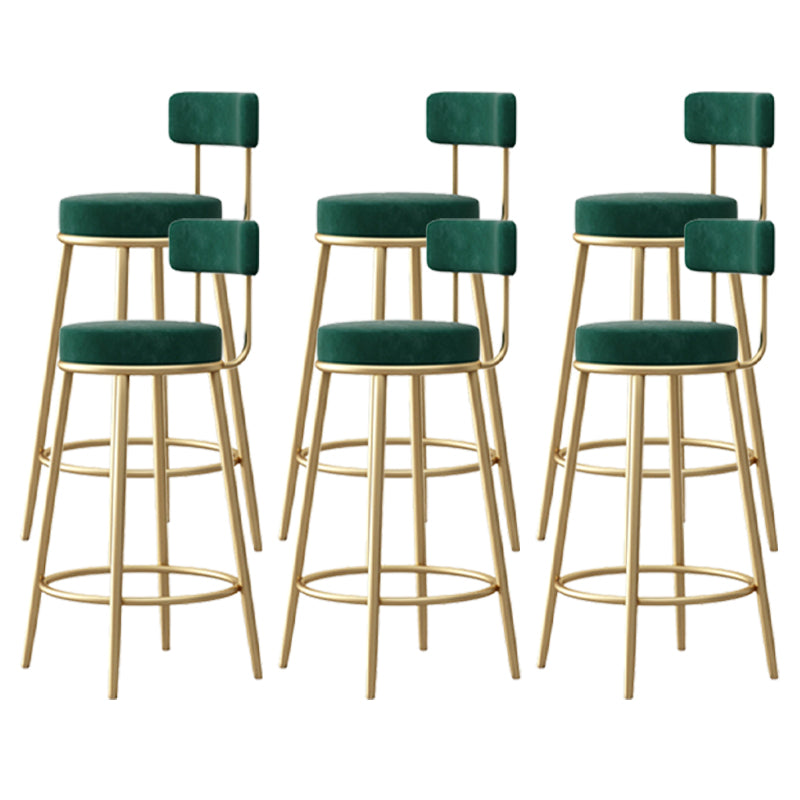 Scandinavian Round Seat Counter Stool Low Back Fabric Bar Stools