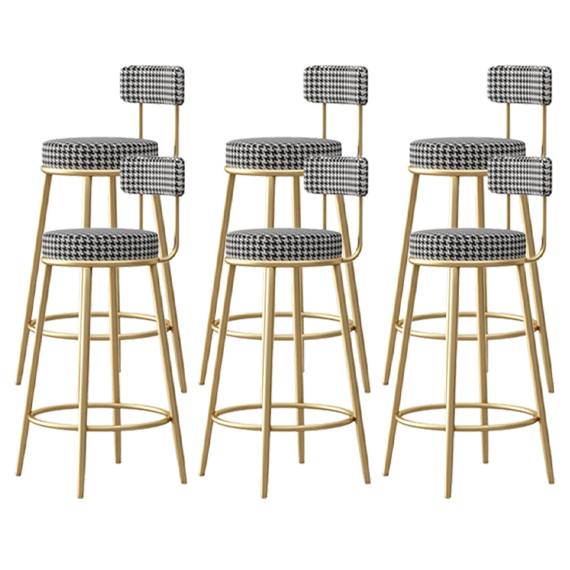 Scandinavian Round Seat Counter Stool Low Back Fabric Bar Stools