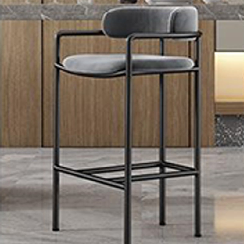 Glam Style Armed Bar Stools Fabric Low Back Barstool for Restaurant