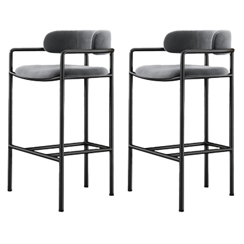 Glam Style Armed Bar Stools Fabric Low Back Barstool for Restaurant
