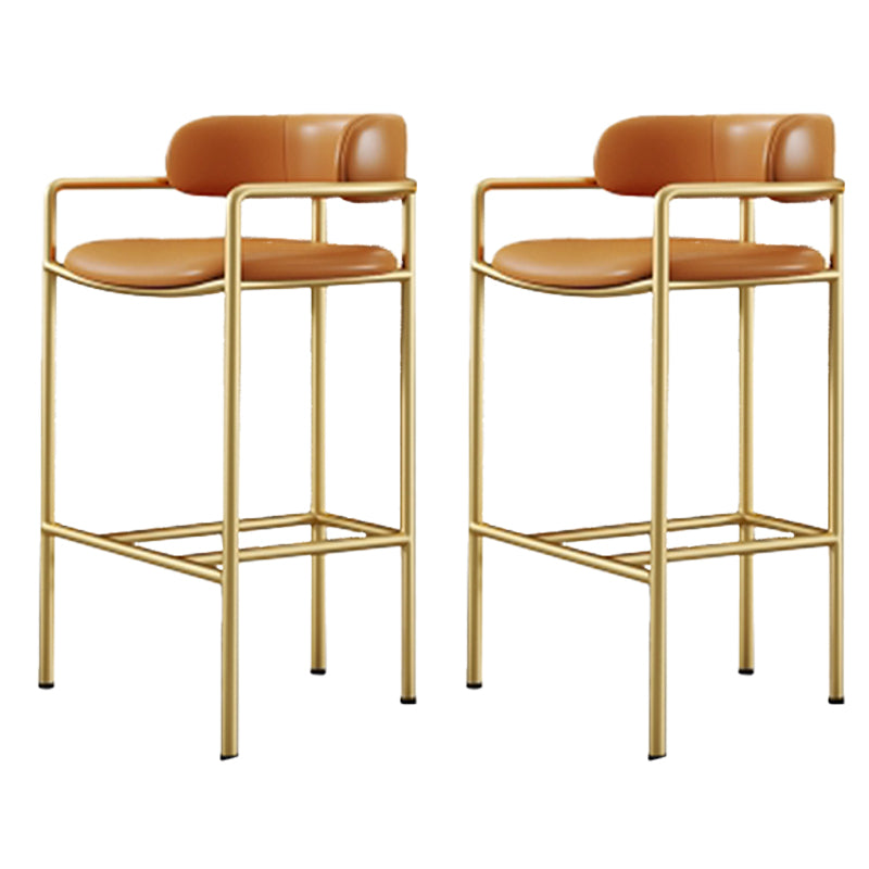 Glam Style Armed Bar Stools Fabric Low Back Barstool for Restaurant
