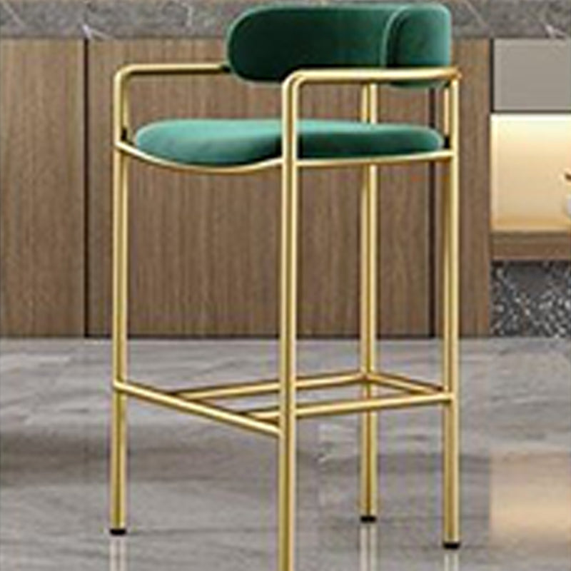 Glam Style Armed Bar Stools Fabric Low Back Barstool for Restaurant