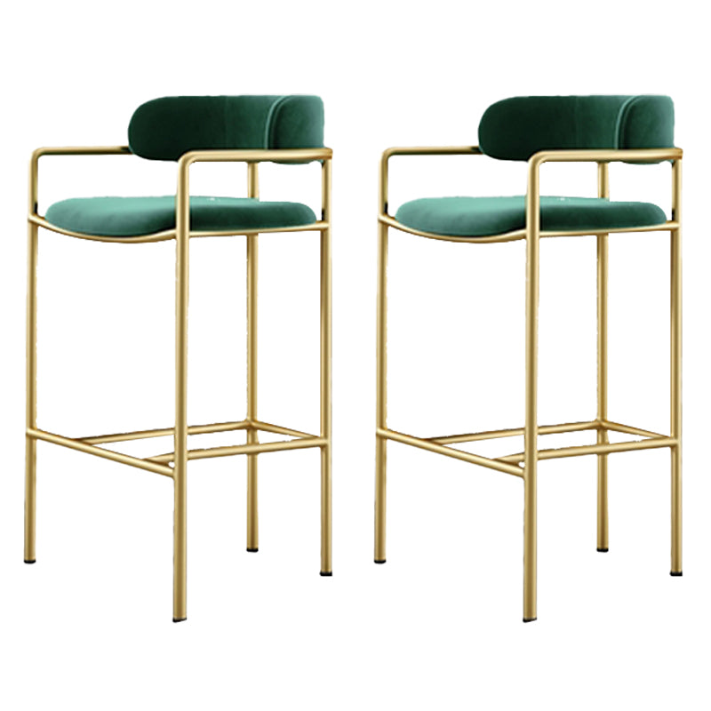 Glam Style Armed Bar Stools Fabric Low Back Barstool for Restaurant