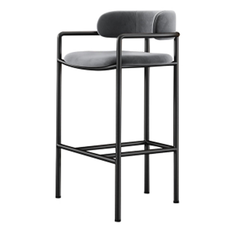 Glam Style Armed Bar Stools Fabric Low Back Barstool for Restaurant