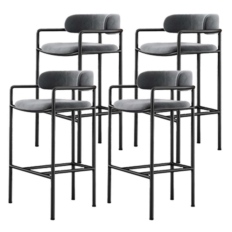 Glam Style Armed Bar Stools Fabric Low Back Barstool for Restaurant