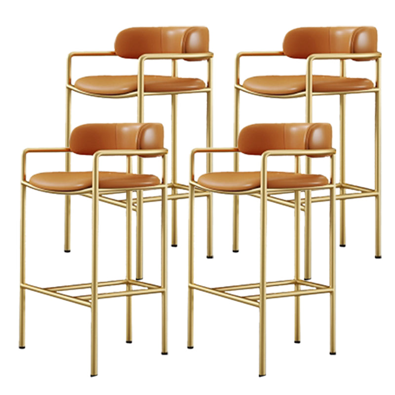 Glam Style Armed Bar Stools Fabric Low Back Barstool for Restaurant