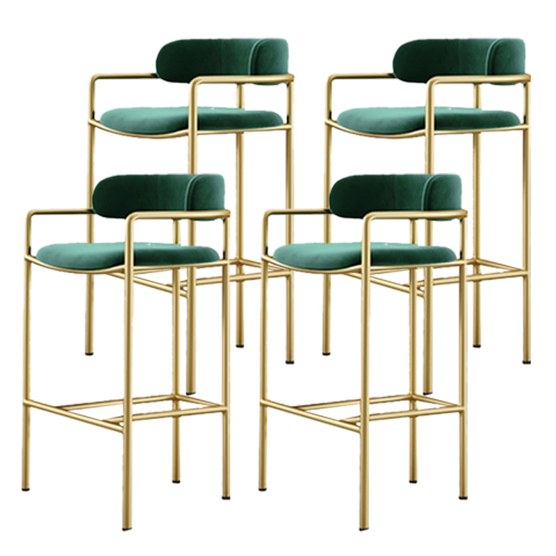 Glam Style Armed Bar Stools Fabric Low Back Barstool for Restaurant