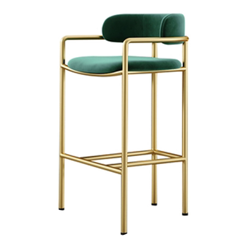 Glam Style Armed Bar Stools Fabric Low Back Barstool for Restaurant