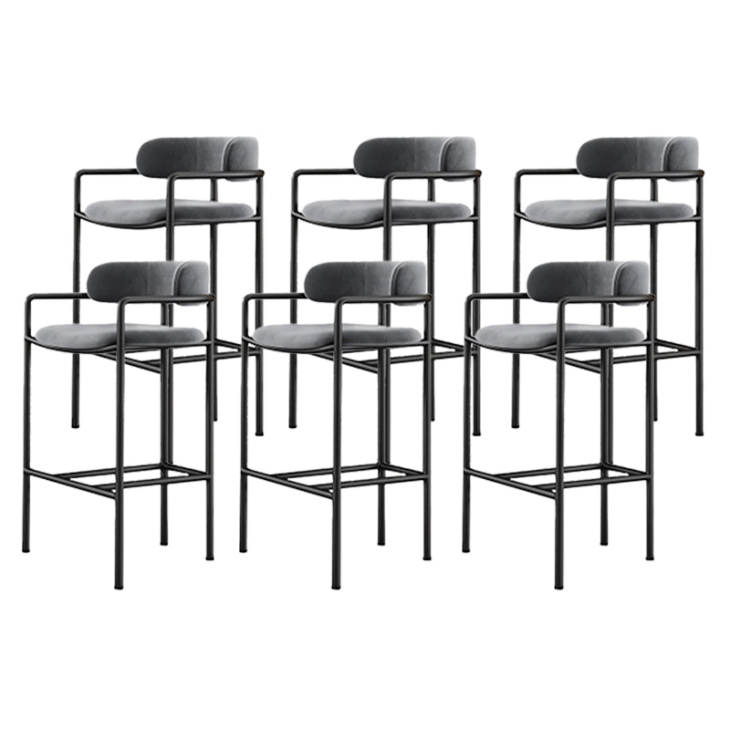 Glam Style Armed Bar Stools Fabric Low Back Barstool for Restaurant