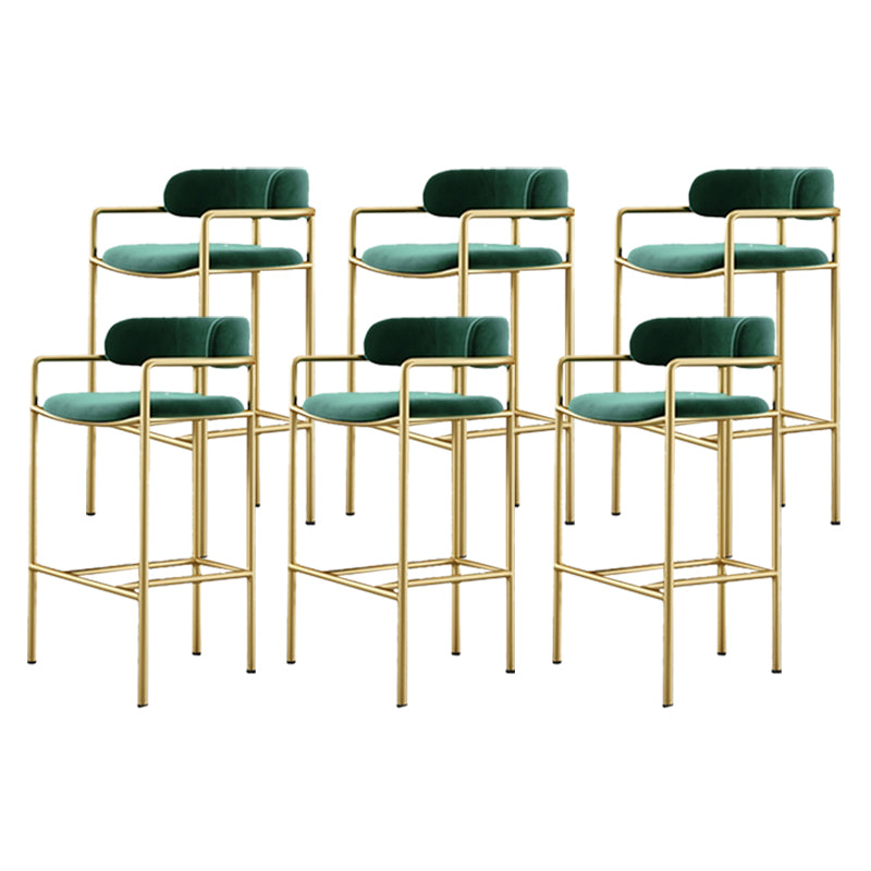Glam Style Armed Bar Stools Fabric Low Back Barstool for Restaurant