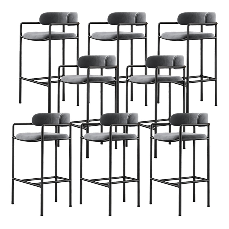 Glam Style Armed Bar Stools Fabric Low Back Barstool for Restaurant