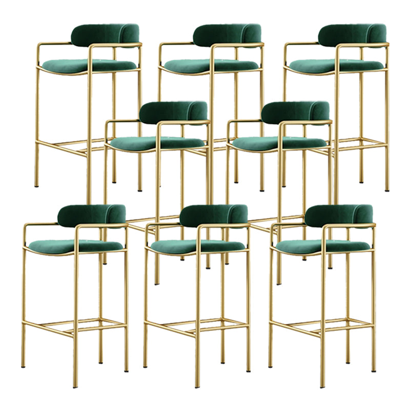 Glam Style Armed Bar Stools Fabric Low Back Barstool for Restaurant