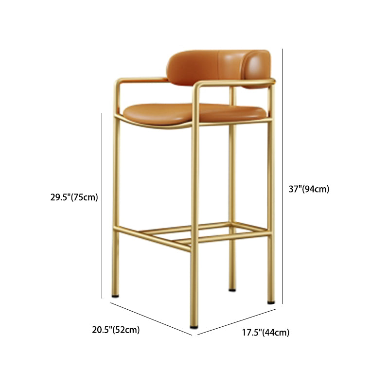 Glam Style Armed Bar Stools Fabric Low Back Barstool for Restaurant