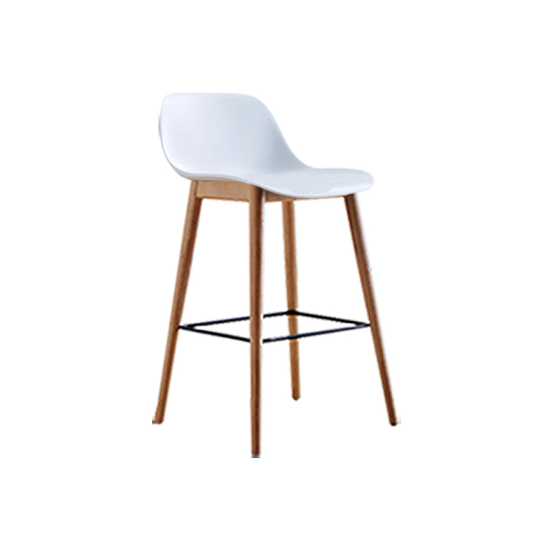 Scandinavian Armless Bar Stools Plastic Low Back Barstool with 4 Beech Legs