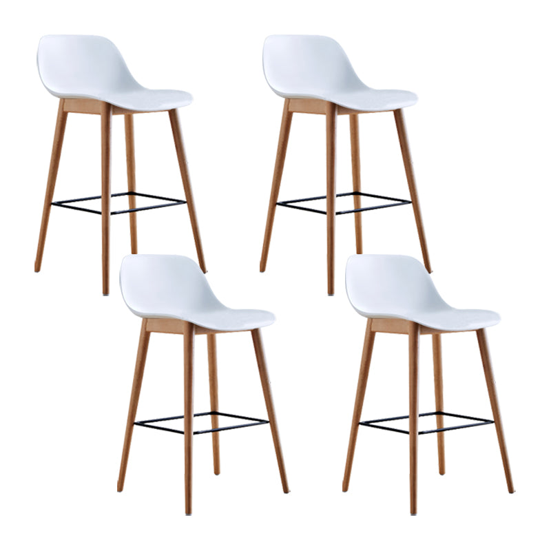 Scandinavian Armless Bar Stools Plastic Low Back Barstool with 4 Beech Legs