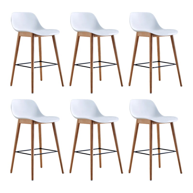 Scandinavian Armless Bar Stools Plastic Low Back Barstool with 4 Beech Legs