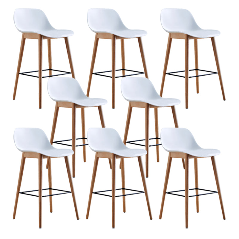 Scandinavian Armless Bar Stools Plastic Low Back Barstool with 4 Beech Legs