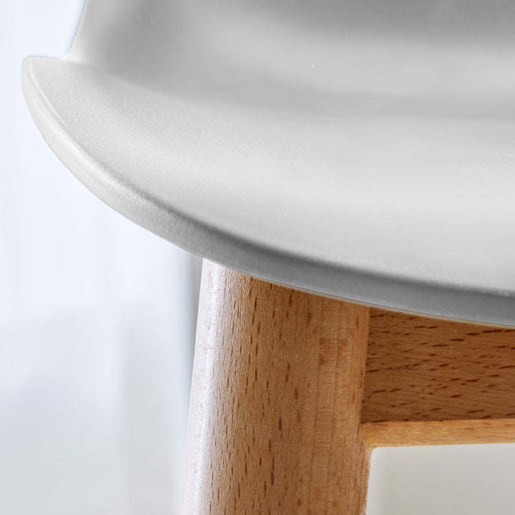 Scandinavian Armless Bar Stools Plastic Low Back Barstool with 4 Beech Legs