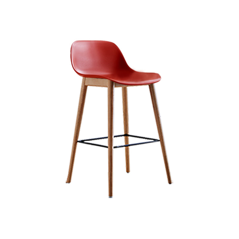 Scandinavian Armless Bar Stools Plastic Low Back Barstool with 4 Beech Legs