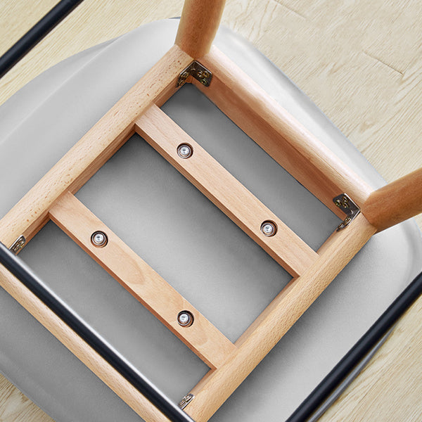 Scandinavian Armless Bar Stools Plastic Low Back Barstool with 4 Beech Legs