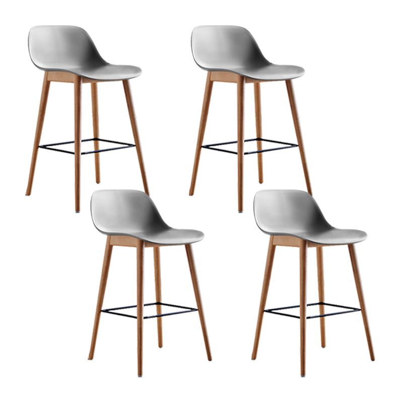 Scandinavian Armless Bar Stools Plastic Low Back Barstool with 4 Beech Legs