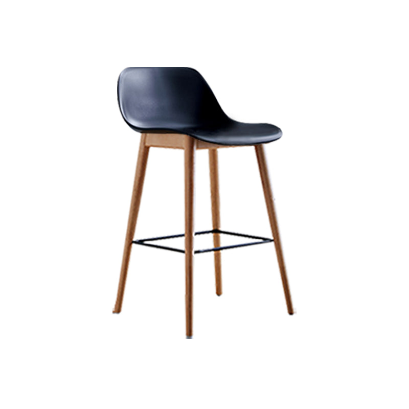 Scandinavian Armless Bar Stools Plastic Low Back Barstool with 4 Beech Legs
