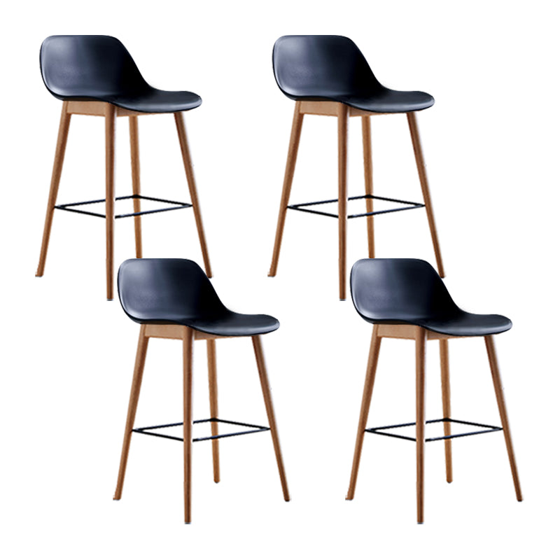 Scandinavian Armless Bar Stools Plastic Low Back Barstool with 4 Beech Legs