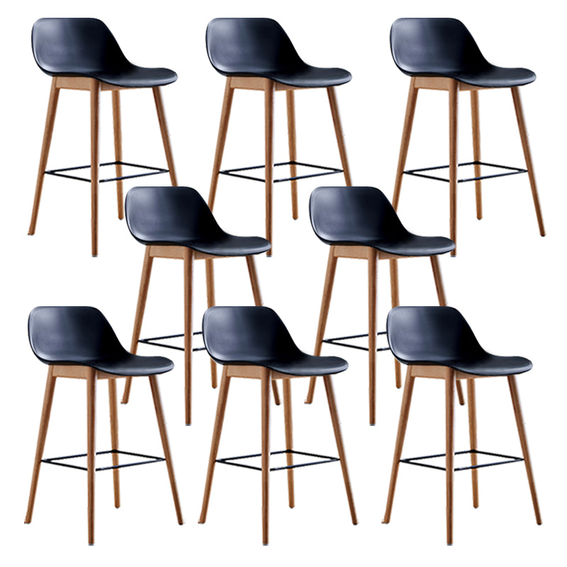 Scandinavian Armless Bar Stools Plastic Low Back Barstool with 4 Beech Legs