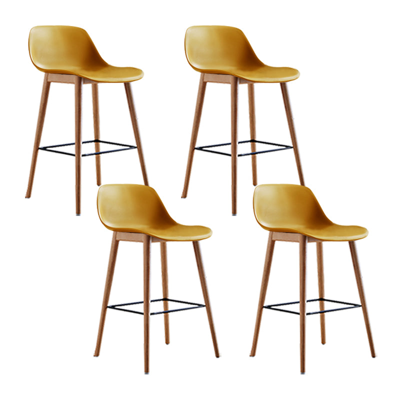 Scandinavian Armless Bar Stools Plastic Low Back Barstool with 4 Beech Legs