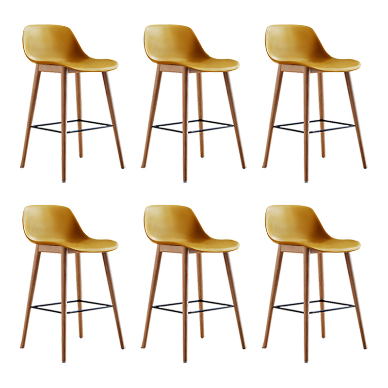 Scandinavian Armless Bar Stools Plastic Low Back Barstool with 4 Beech Legs