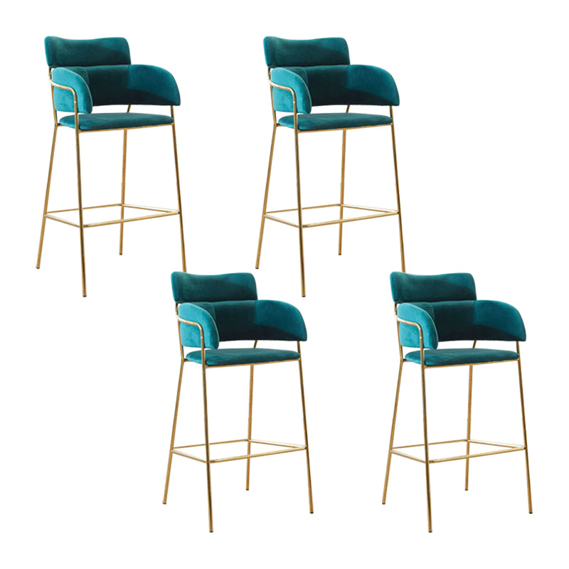 Scandinavian Bucket Seat Bar Stools Fabric Armed Barstool with 4 Gold Legs