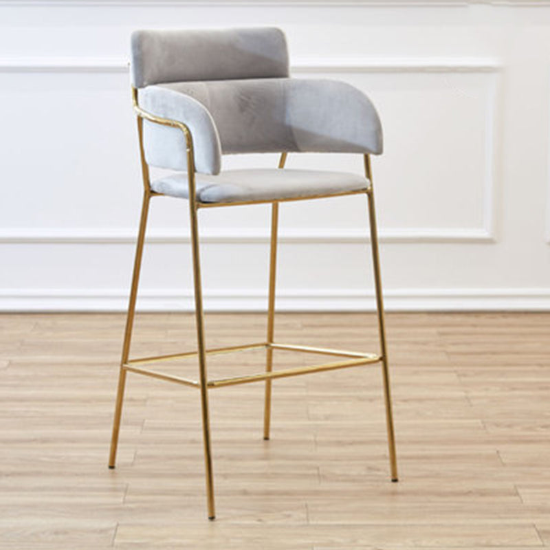 Scandinavian Bucket Seat Bar Stools Fabric Armed Barstool with 4 Gold Legs
