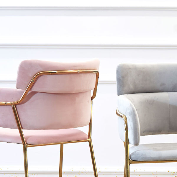 Scandinavian Bucket Seat Bar Stools Fabric Armed Barstool with 4 Gold Legs