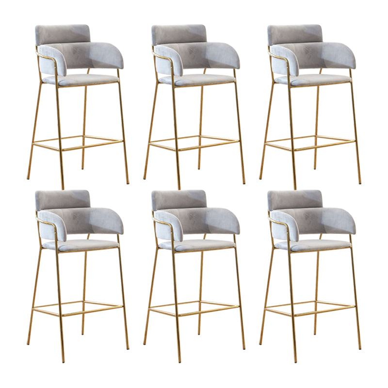 Scandinavian Bucket Seat Bar Stools Fabric Armed Barstool with 4 Gold Legs
