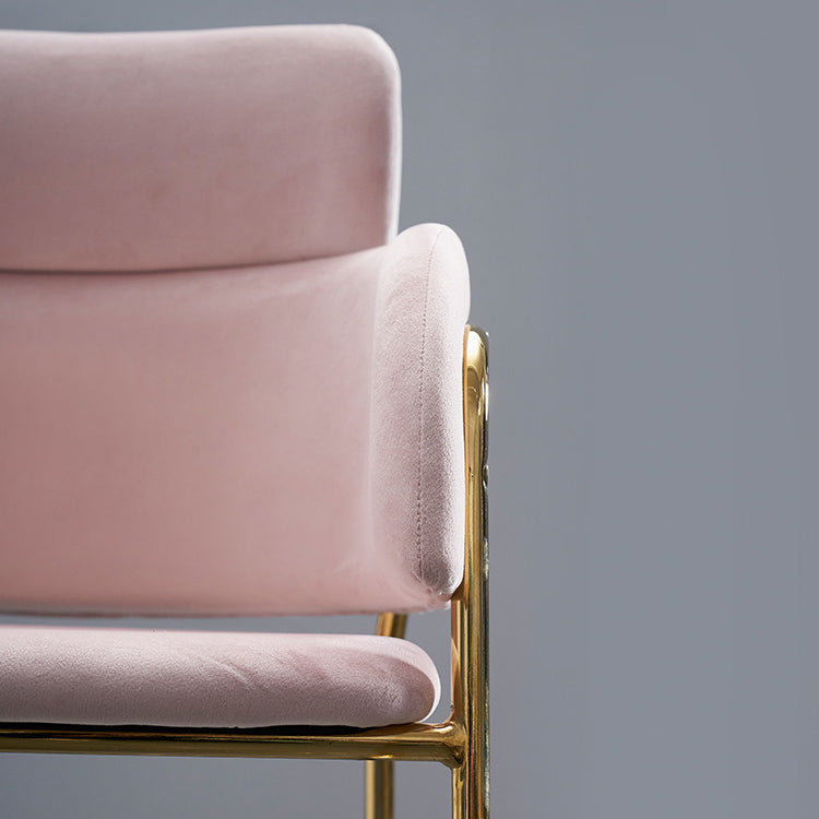 Scandinavian Bucket Seat Bar Stools Fabric Armed Barstool with 4 Gold Legs