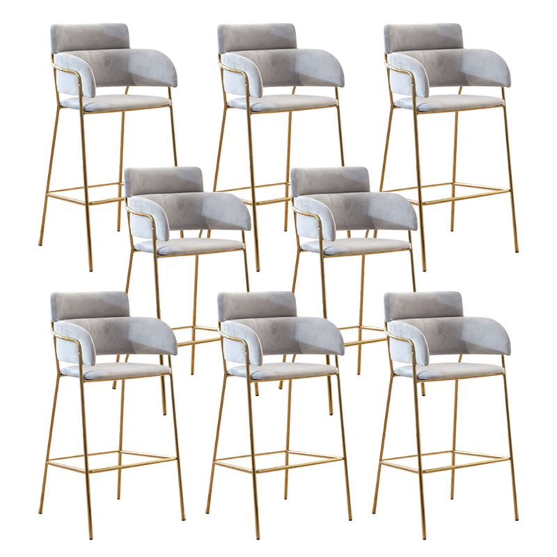 Scandinavian Bucket Seat Bar Stools Fabric Armed Barstool with 4 Gold Legs