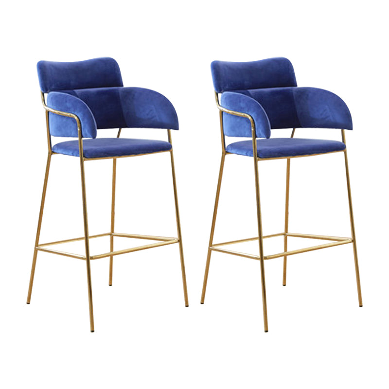 Scandinavian Bucket Seat Bar Stools Fabric Armed Barstool with 4 Gold Legs
