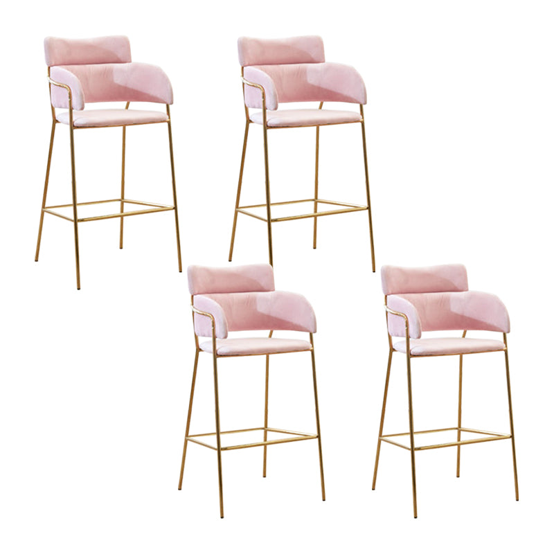 Scandinavian Bucket Seat Bar Stools Fabric Armed Barstool with 4 Gold Legs