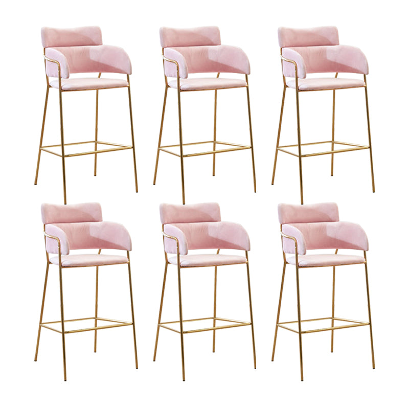Scandinavian Bucket Seat Bar Stools Fabric Armed Barstool with 4 Gold Legs
