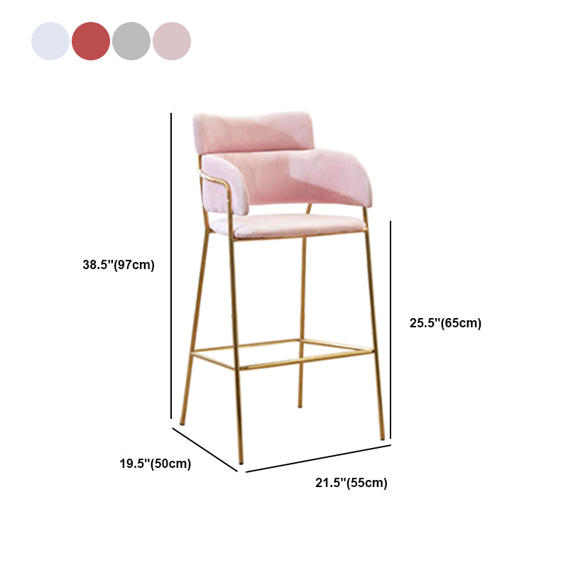 Scandinavian Bucket Seat Bar Stools Fabric Armed Barstool with 4 Gold Legs