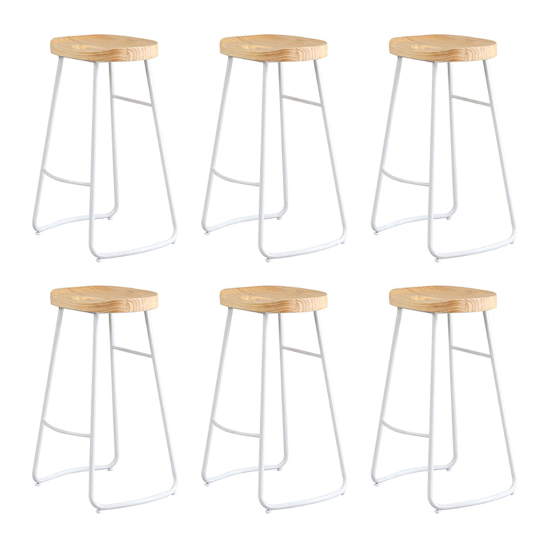 Contemporary Backless Counter Stool Pine Wood Armless Barstool with White Sled Base